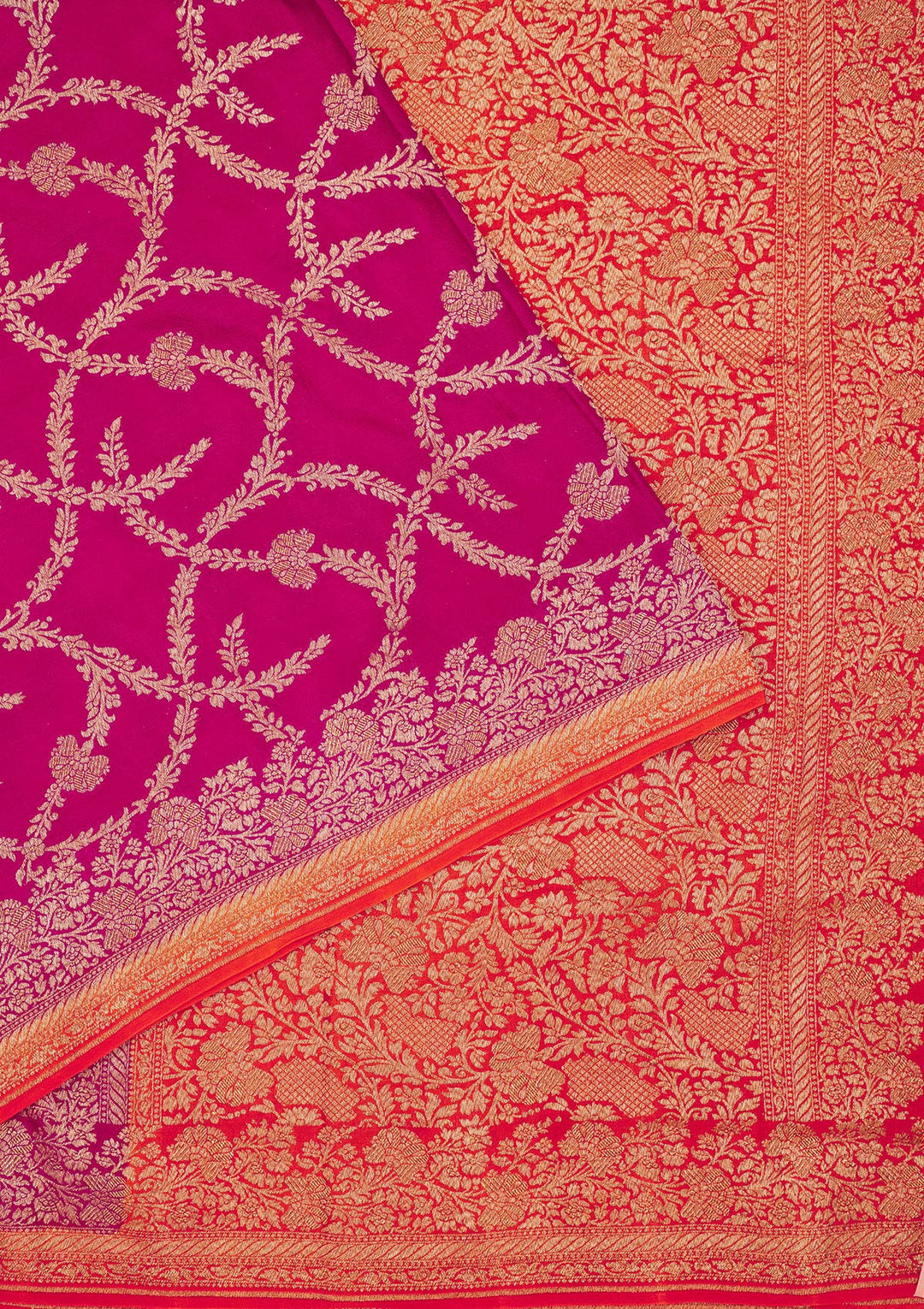 Rani Pink Zariwork Pure Silk Saree