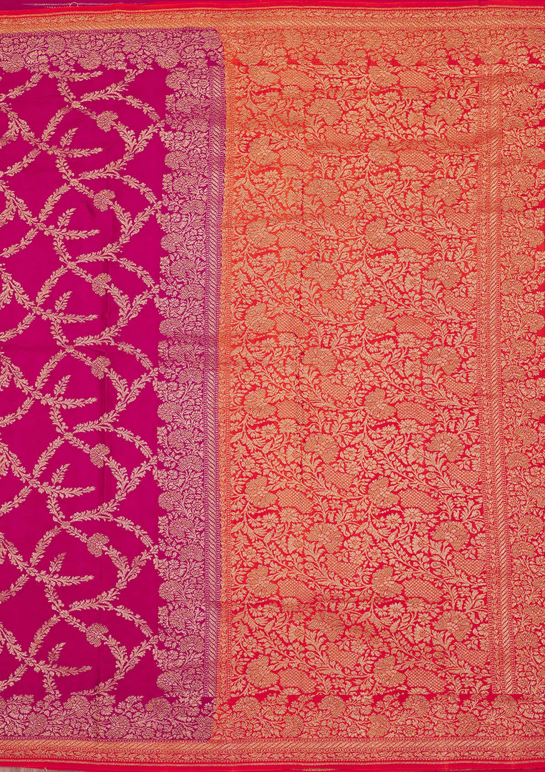 Rani Pink Zariwork Pure Silk Saree