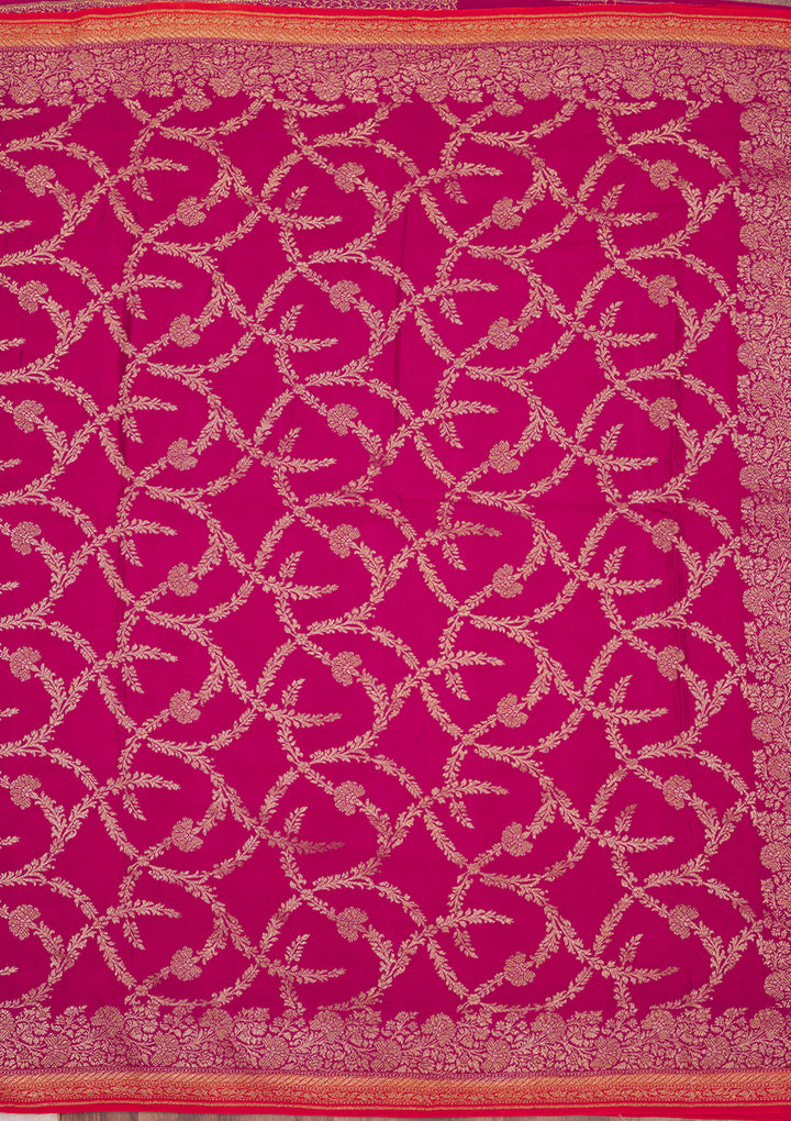 Rani Pink Zariwork Pure Silk Saree