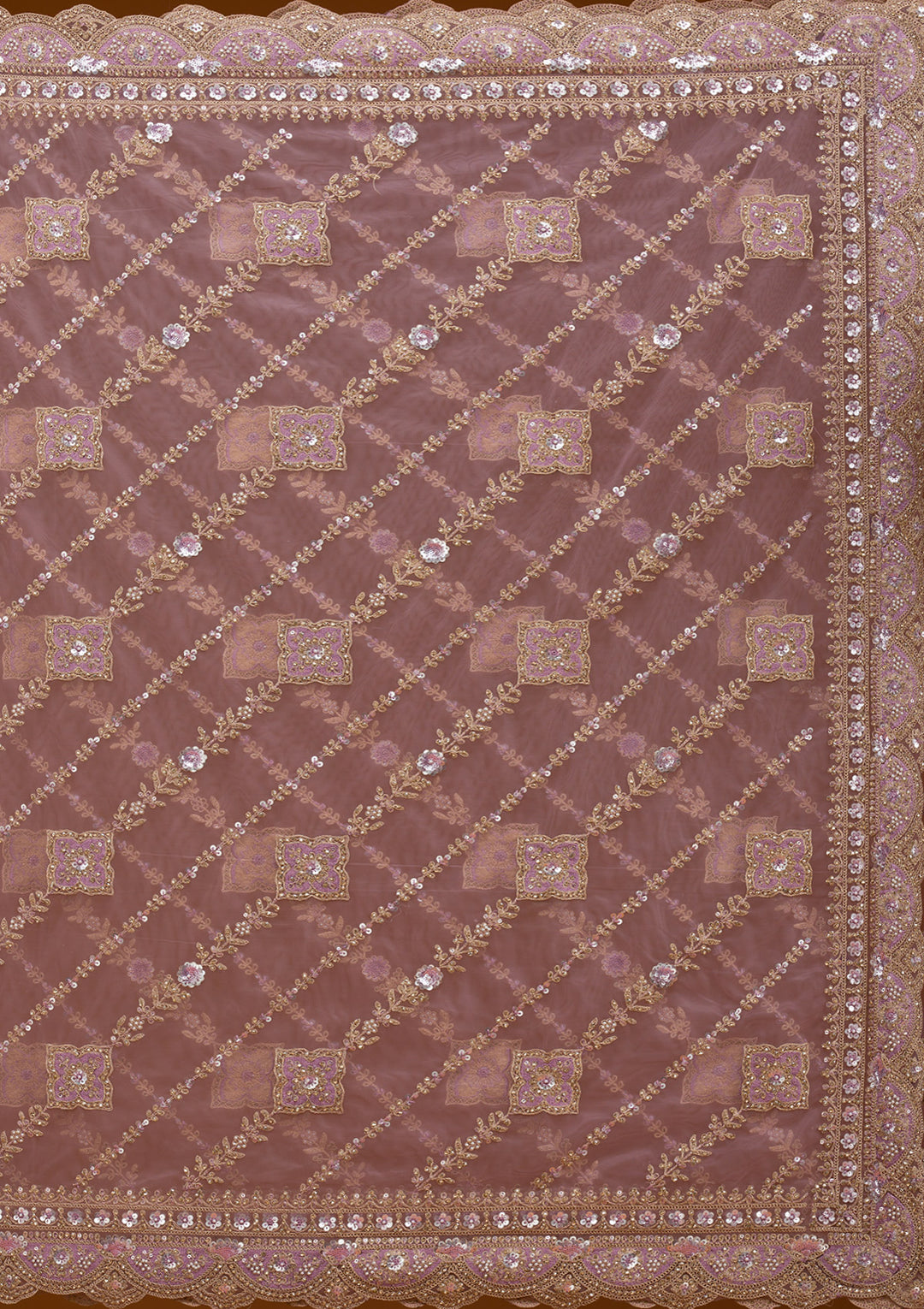 Lavender Stonework Net Saree
