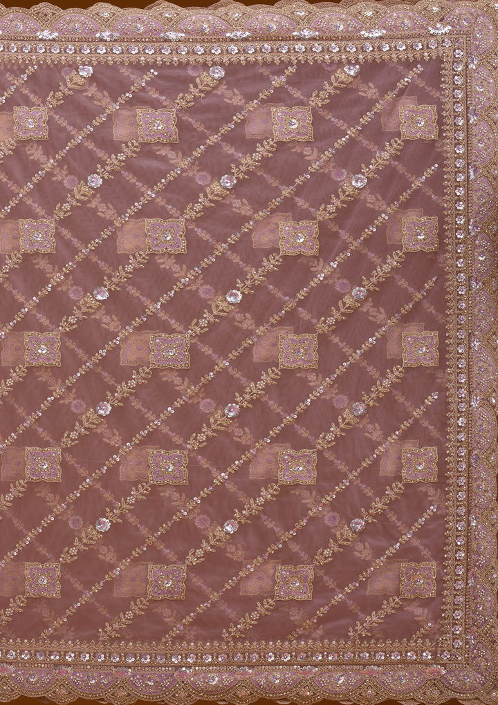 Lavender Stonework Net Saree