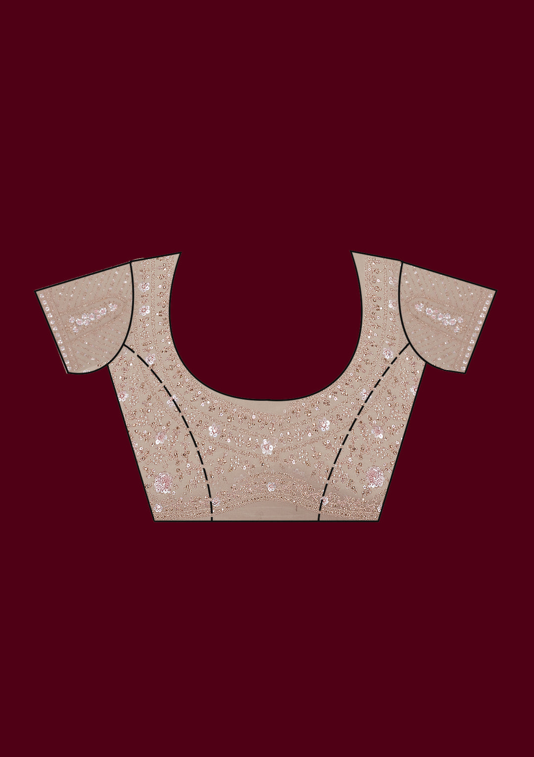 Light Peach Stonework Net Saree