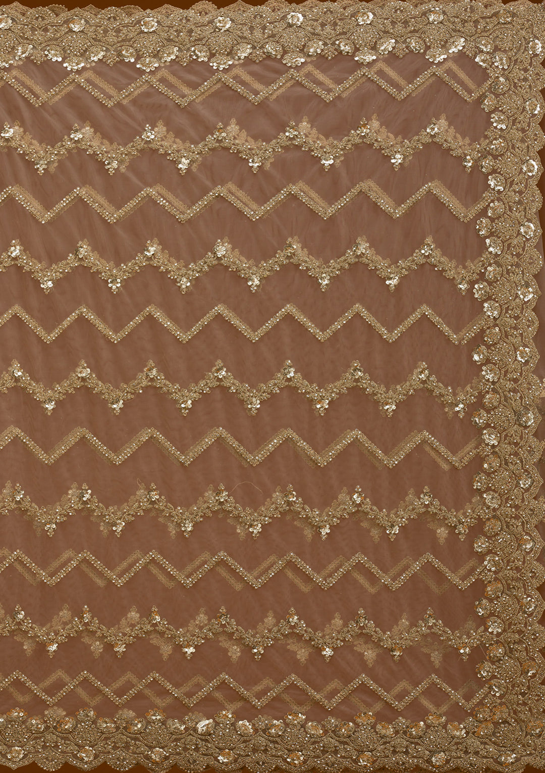 Beige Stonework Net Saree