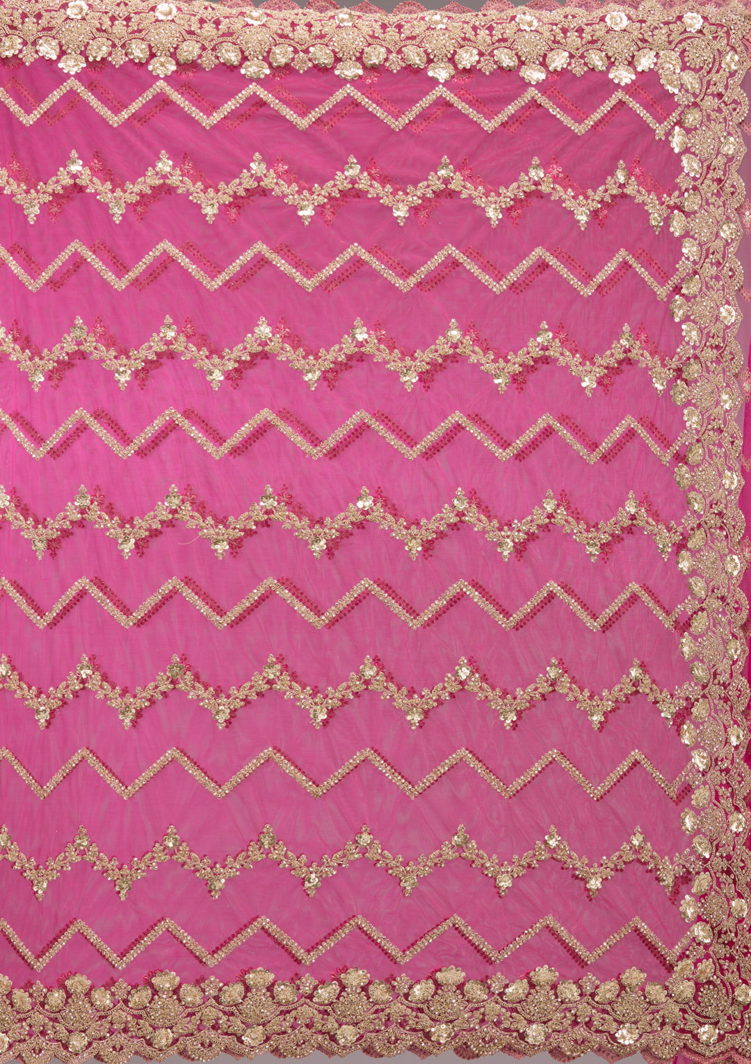 Rani Pink Stonework Net Saree