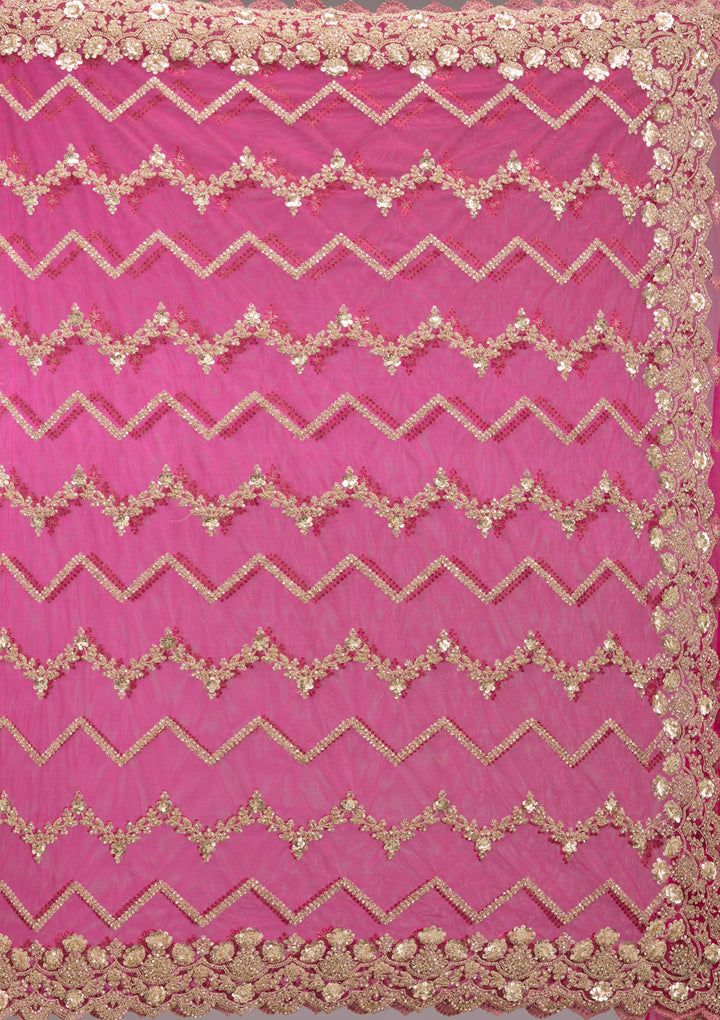Rani Pink Stonework Net Saree