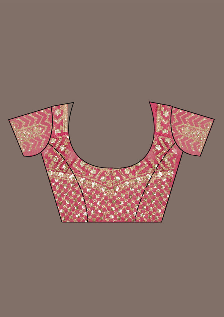 Rani Pink Stonework Net Saree