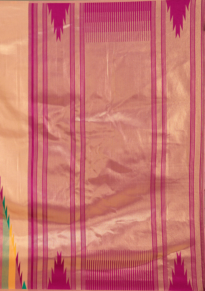 Peach Zariwork Art Silk Saree