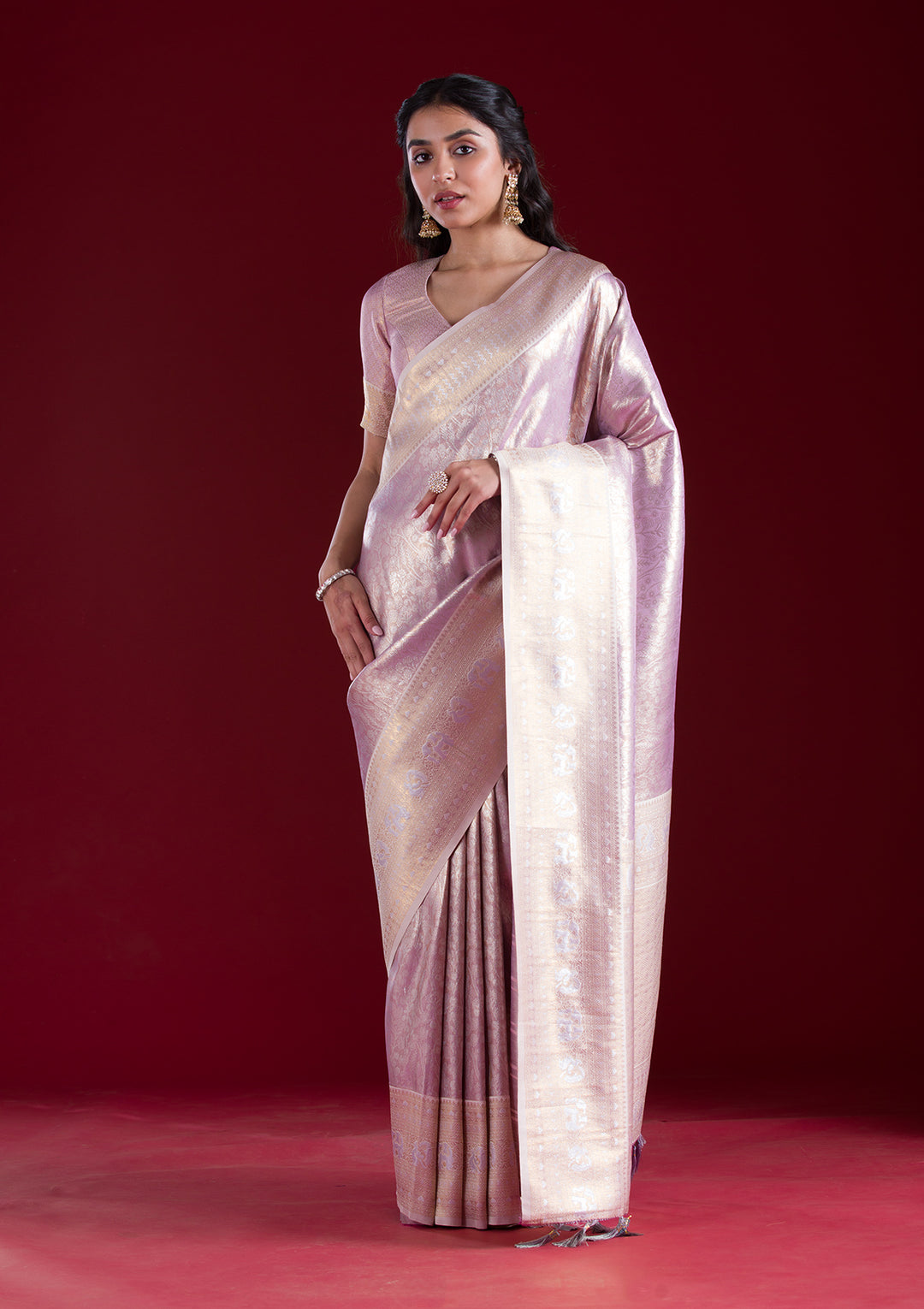 Mauve Zariwork Art Silk Saree