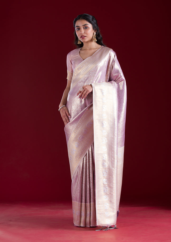 Mauve Zariwork Art Silk Saree