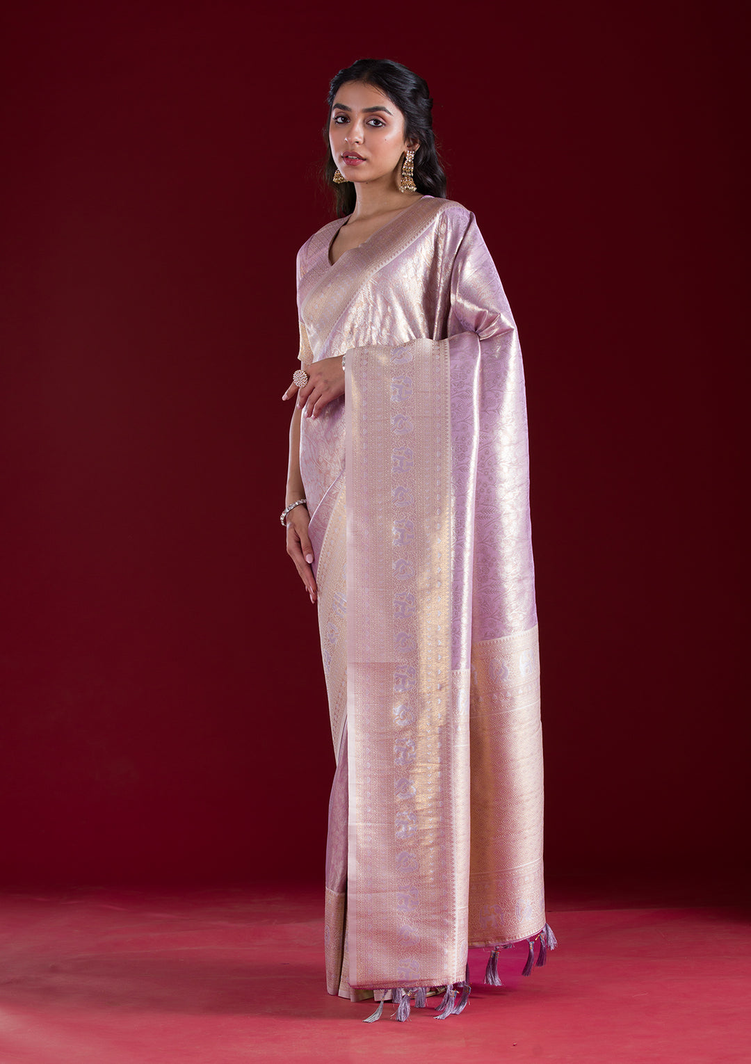Mauve Zariwork Art Silk Saree