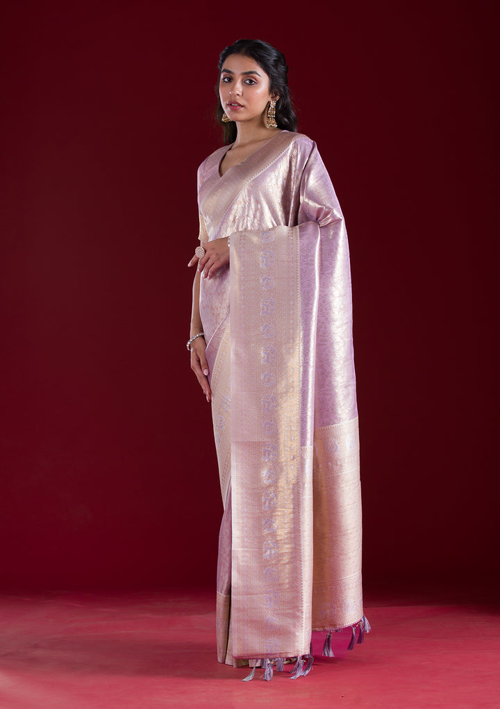 Mauve Zariwork Art Silk Saree