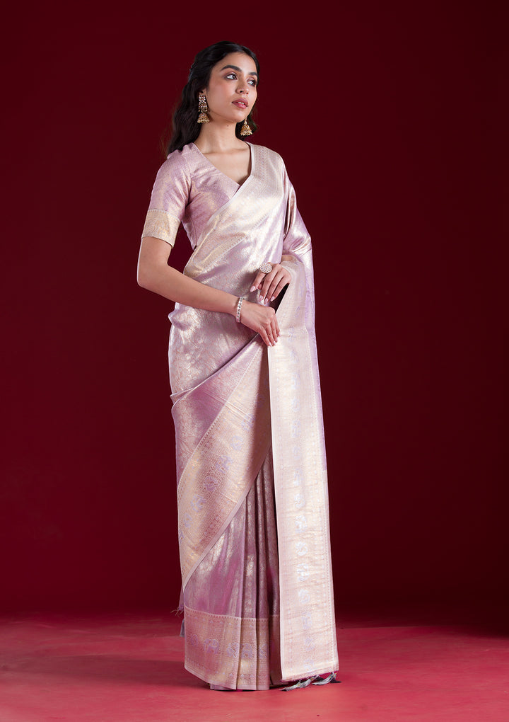 Mauve Zariwork Art Silk Saree