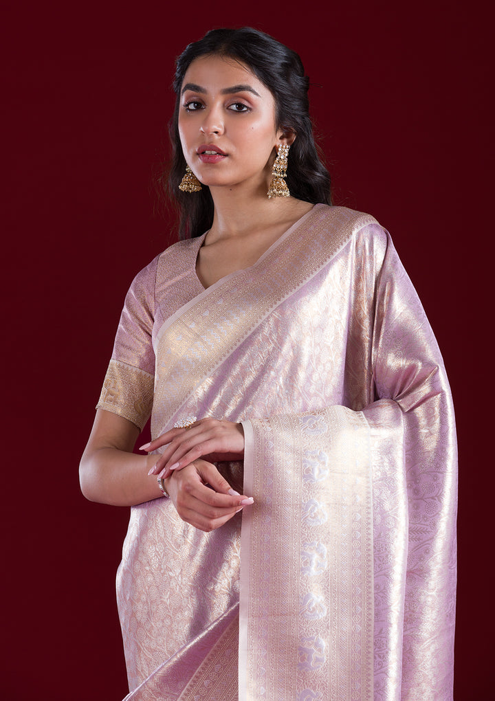 Mauve Zariwork Art Silk Saree