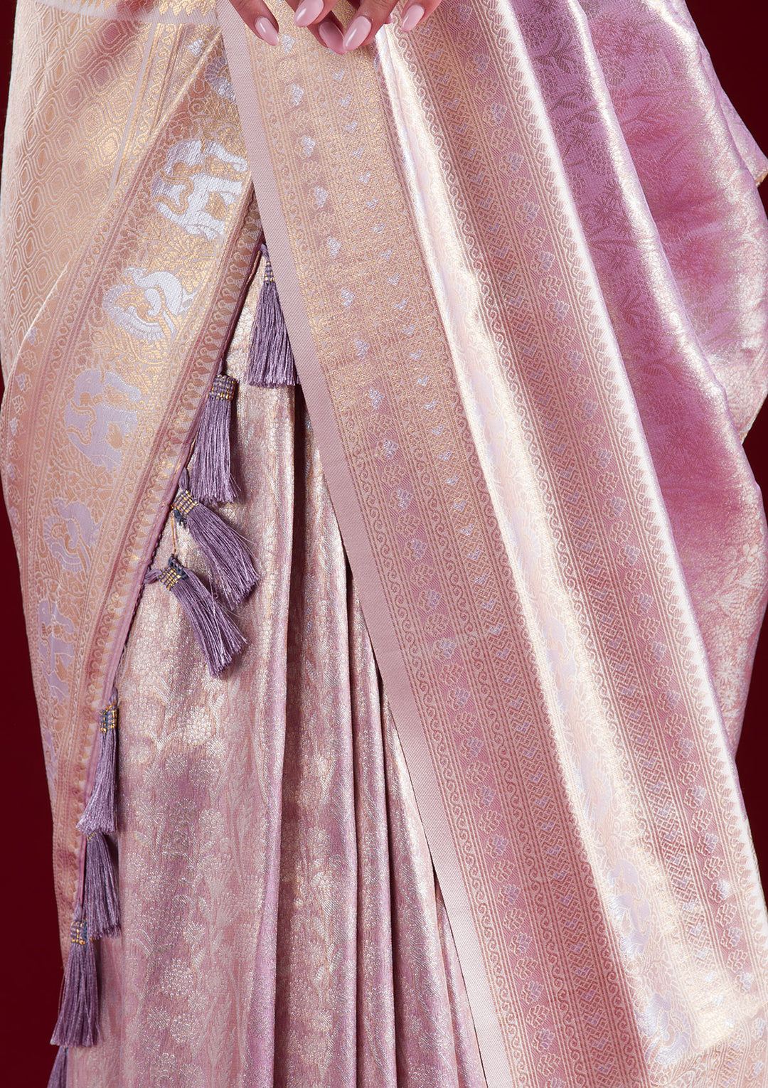 Mauve Zariwork Art Silk Saree