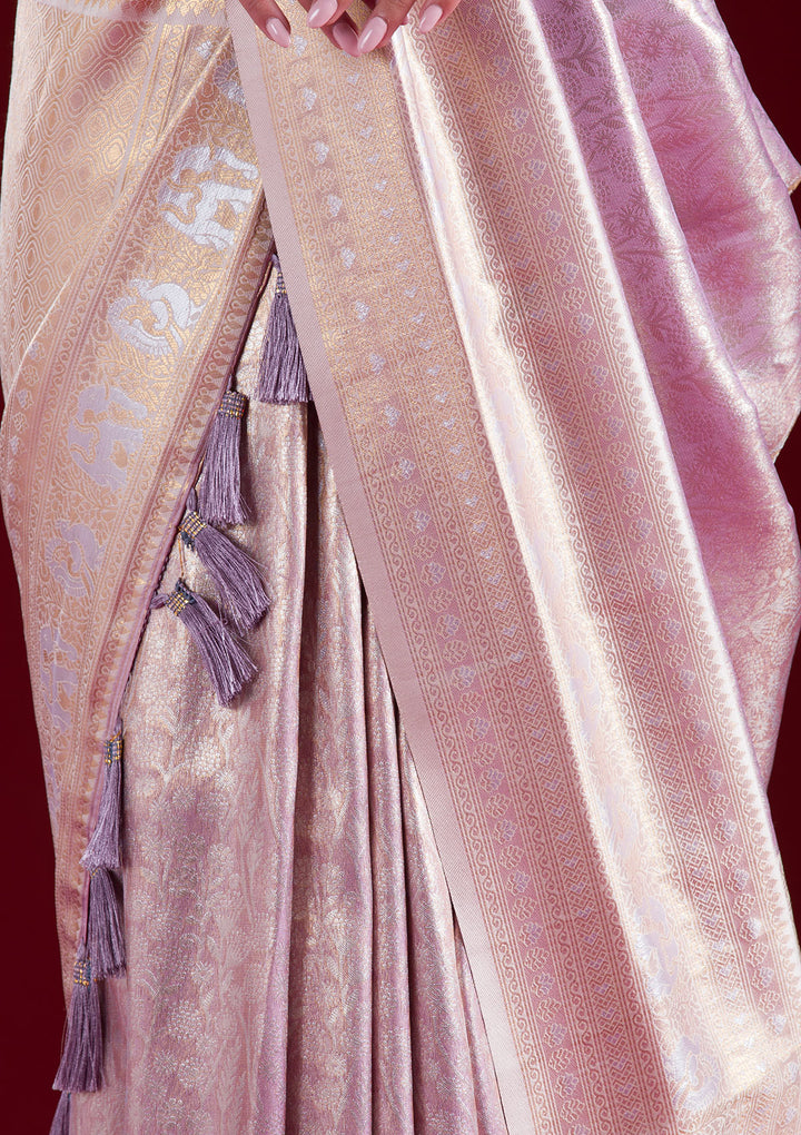 Mauve Zariwork Art Silk Saree