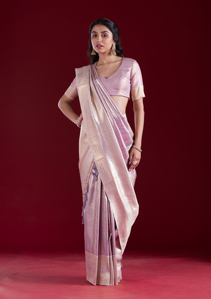 Mauve Zariwork Art Silk Saree