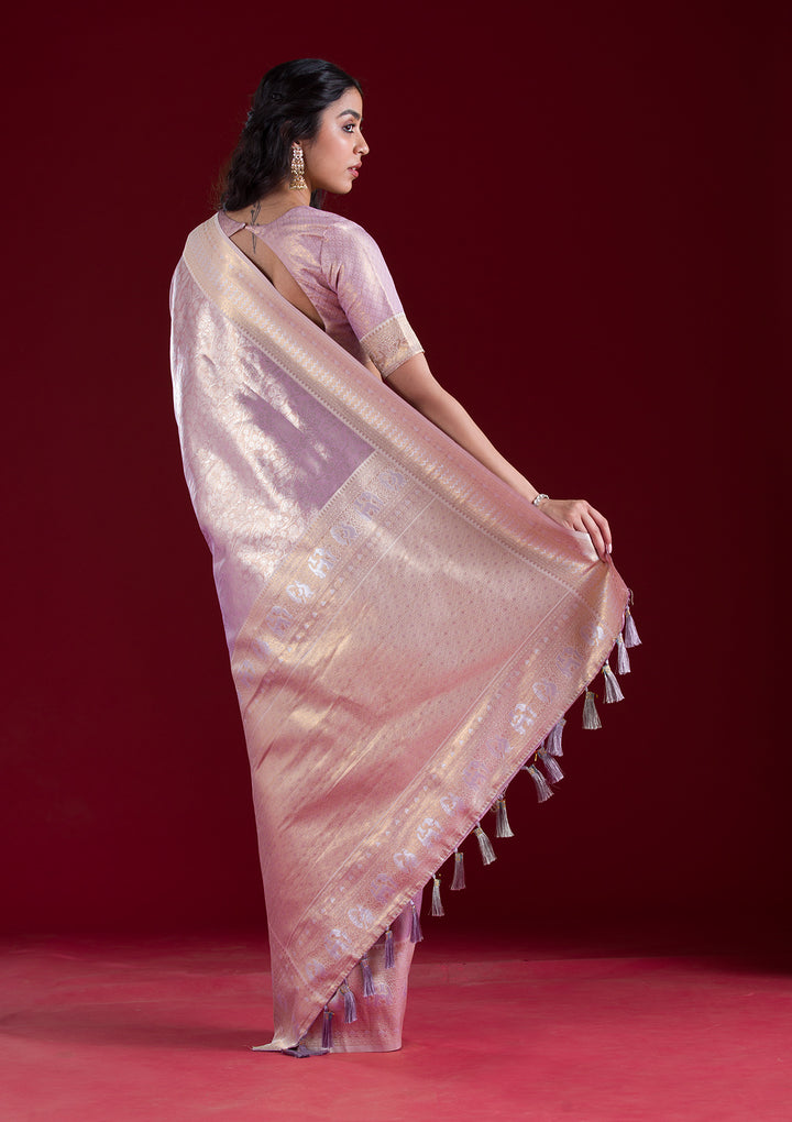 Mauve Zariwork Art Silk Saree