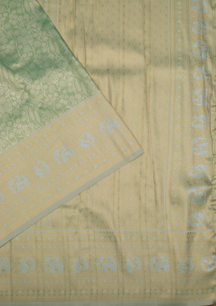 Sea Green Zariwork Art Silk Saree