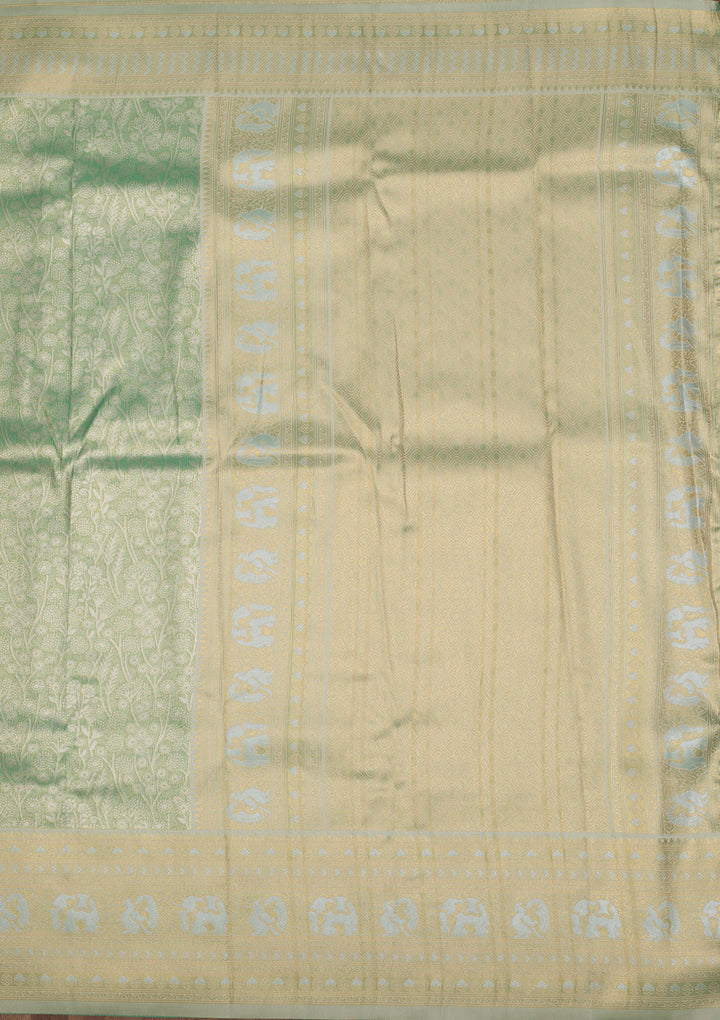 Sea Green Zariwork Art Silk Saree