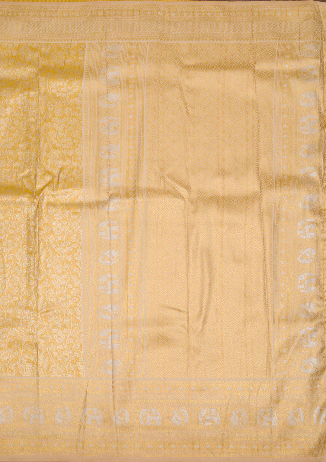 Yellow Zariwork Art Silk Saree