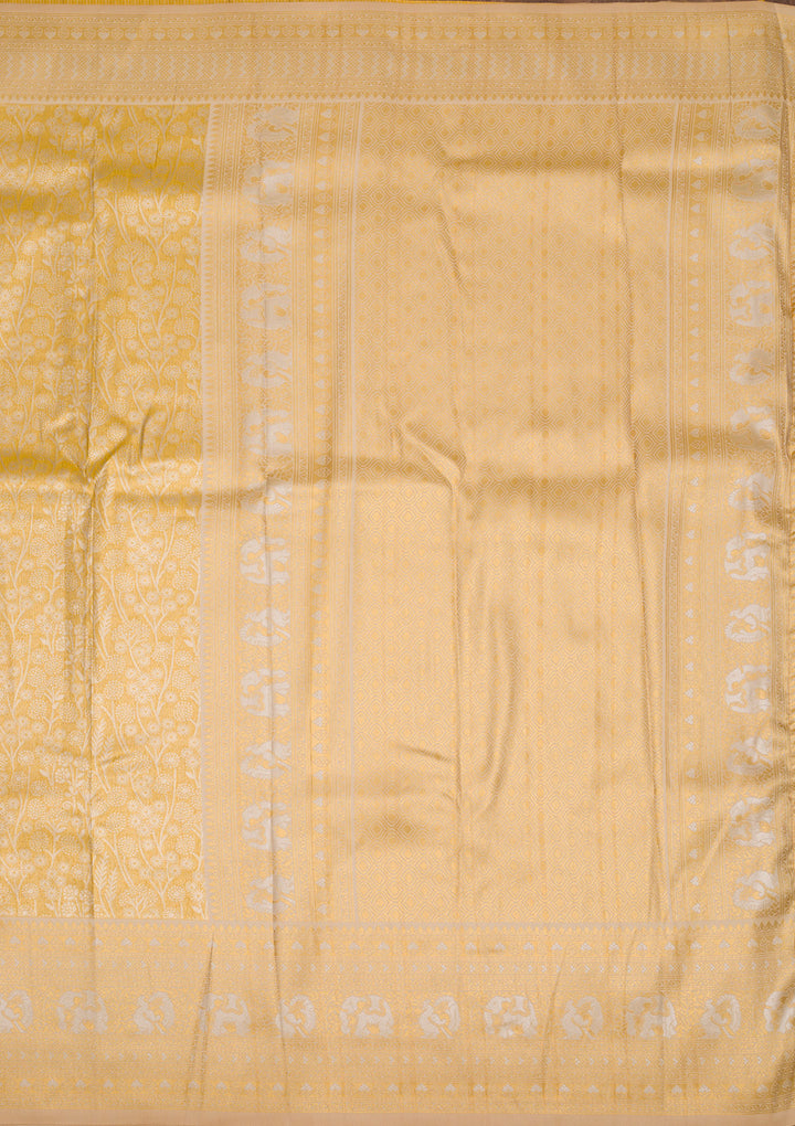 Yellow Zariwork Art Silk Saree
