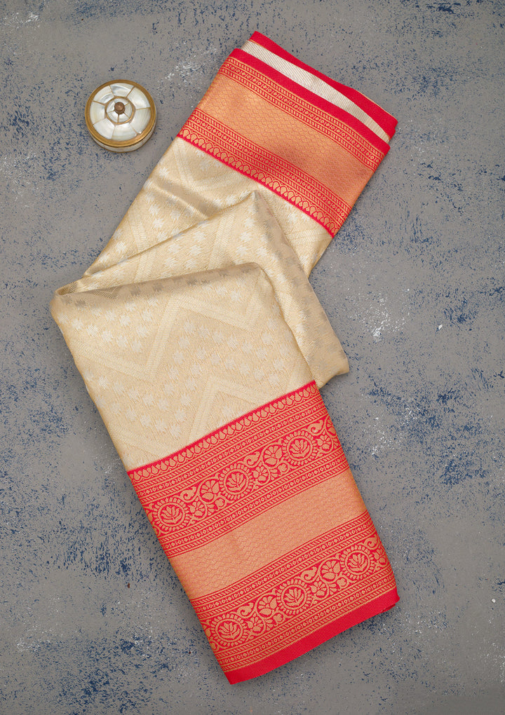 Beige Zariwork Art Silk Saree