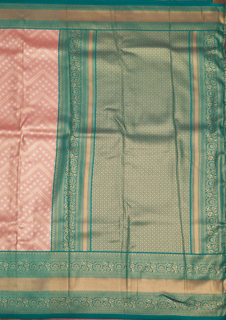 Peach Zariwork Art Silk Saree