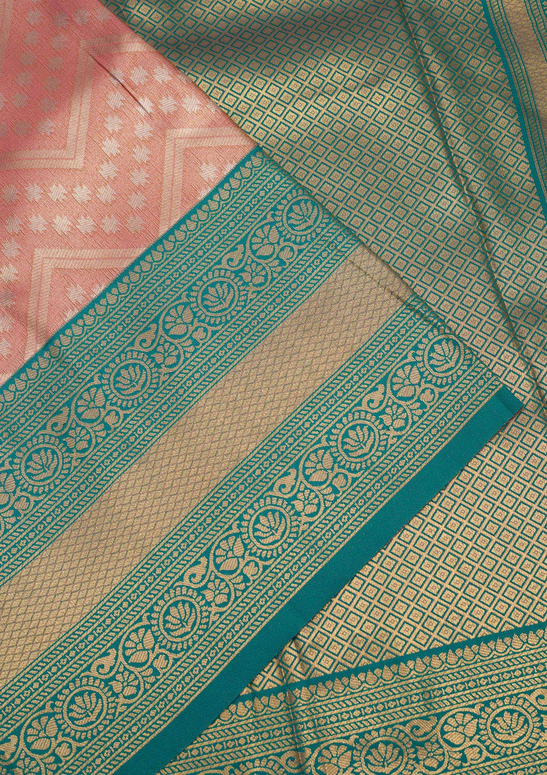 Peach Zariwork Art Silk Saree
