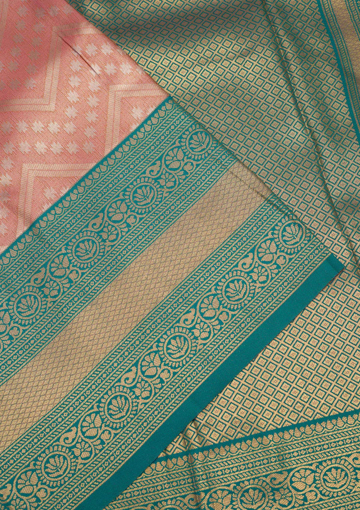 Peach Zariwork Art Silk Saree