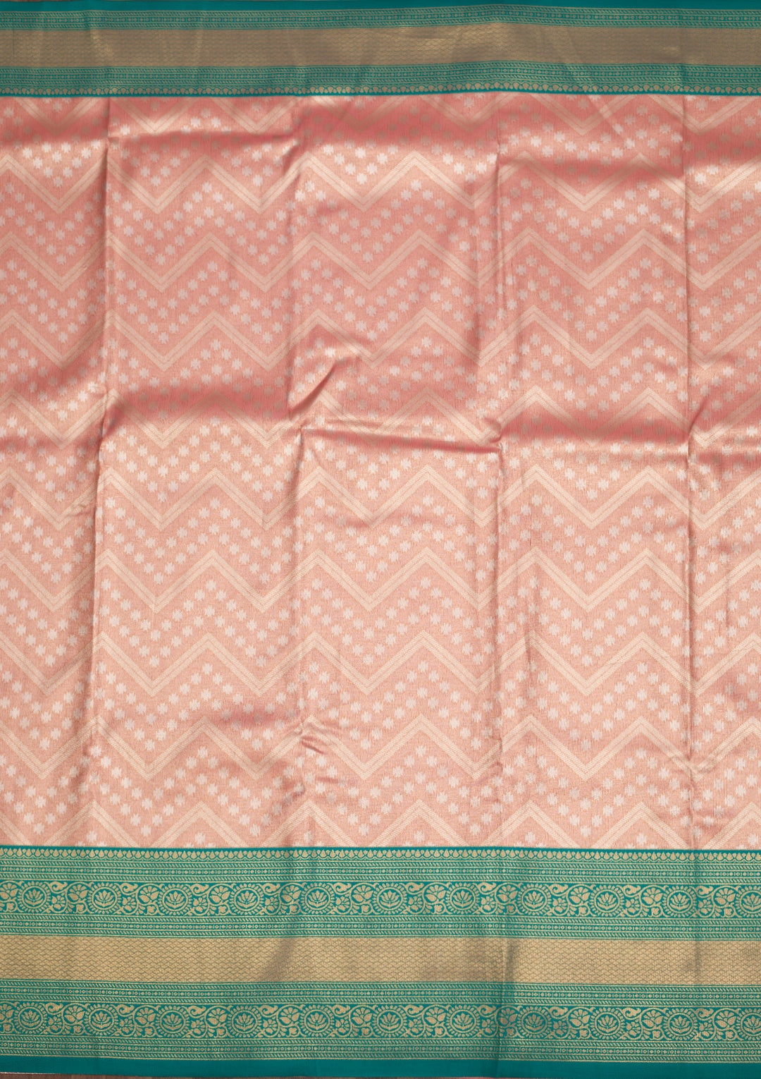 Peach Zariwork Art Silk Saree