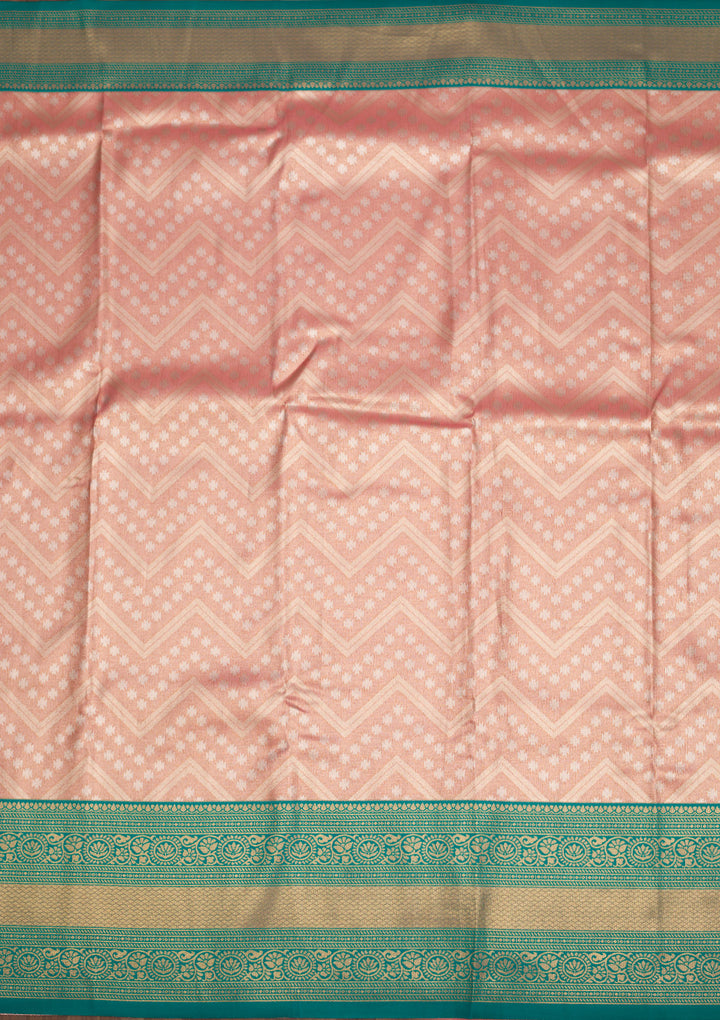 Peach Zariwork Art Silk Saree