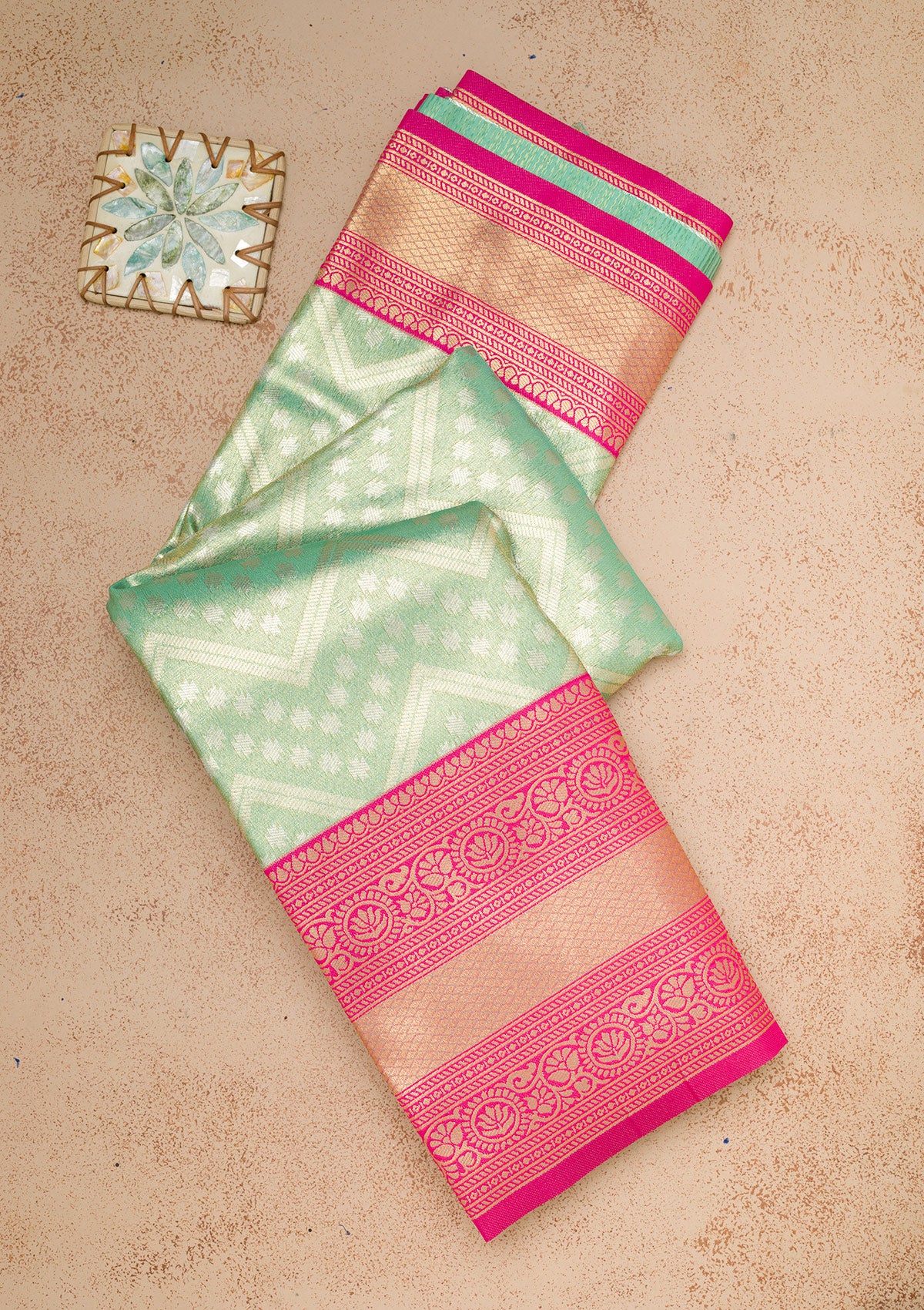 Buy Sea Green Zariwork Art Silk Saree - Koskii