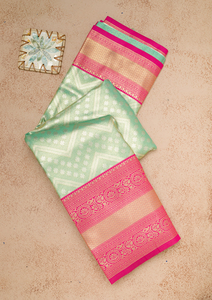 Sea Green Zariwork Art Silk Saree