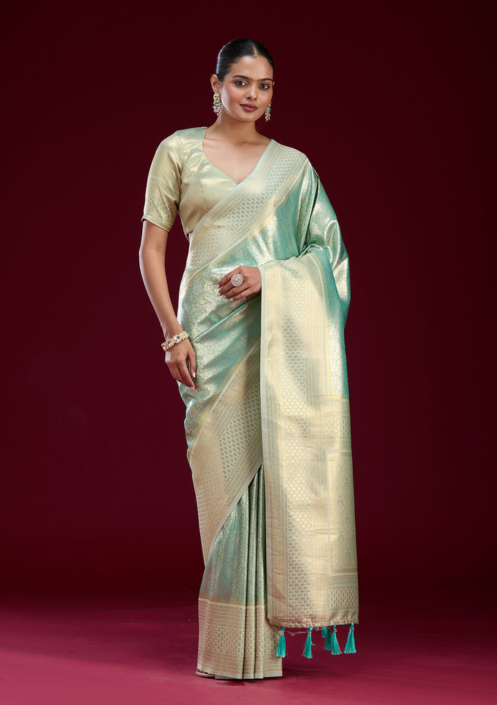 Sea Green Zariwork Art Silk Saree