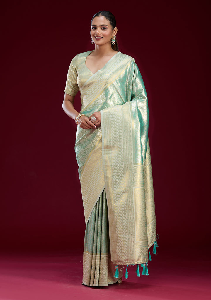 Sea Green Zariwork Art Silk Saree