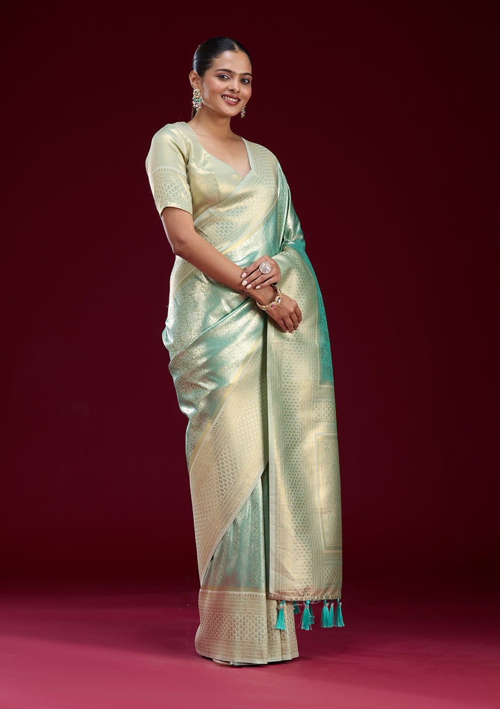 Sea Green Zariwork Art Silk Saree