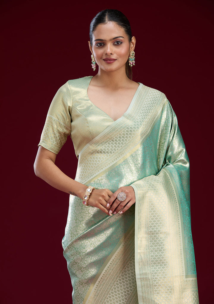 Sea Green Zariwork Art Silk Saree