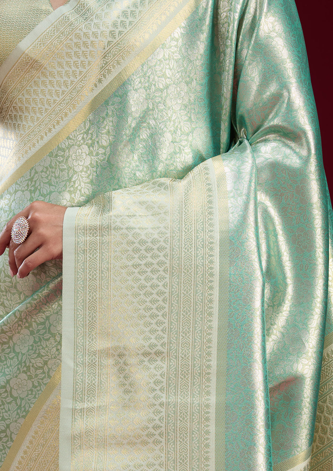 Sea Green Zariwork Art Silk Saree