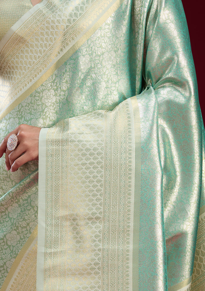 Sea Green Zariwork Art Silk Saree