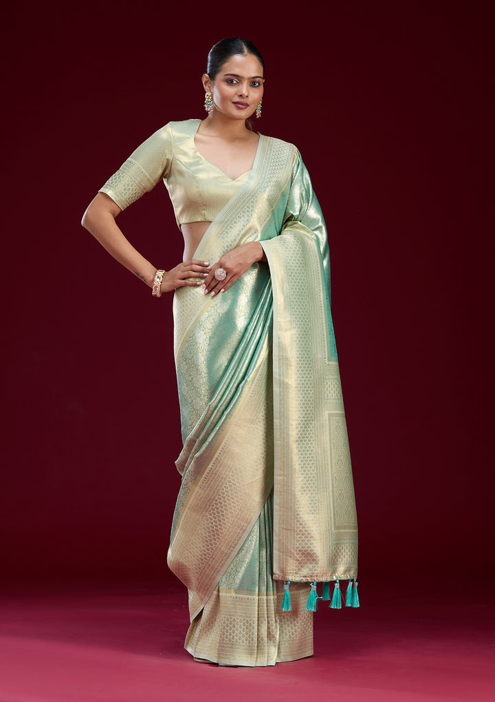 Sea Green Zariwork Art Silk Saree