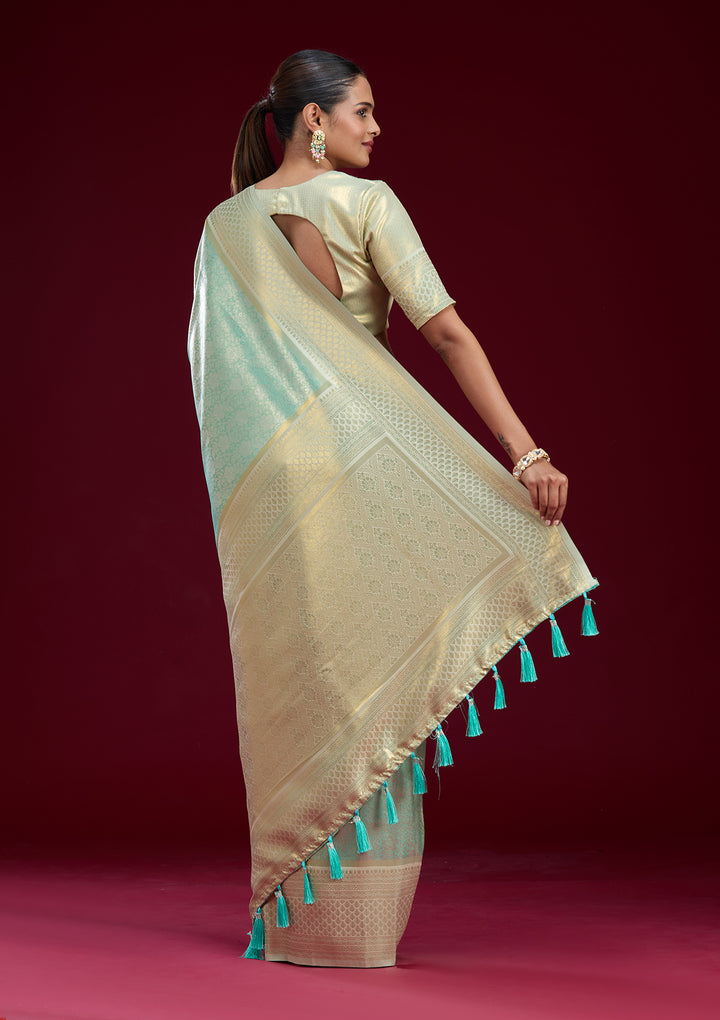 Sea Green Zariwork Art Silk Saree