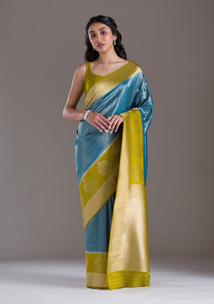 Blue Zariwork Art Silk Saree