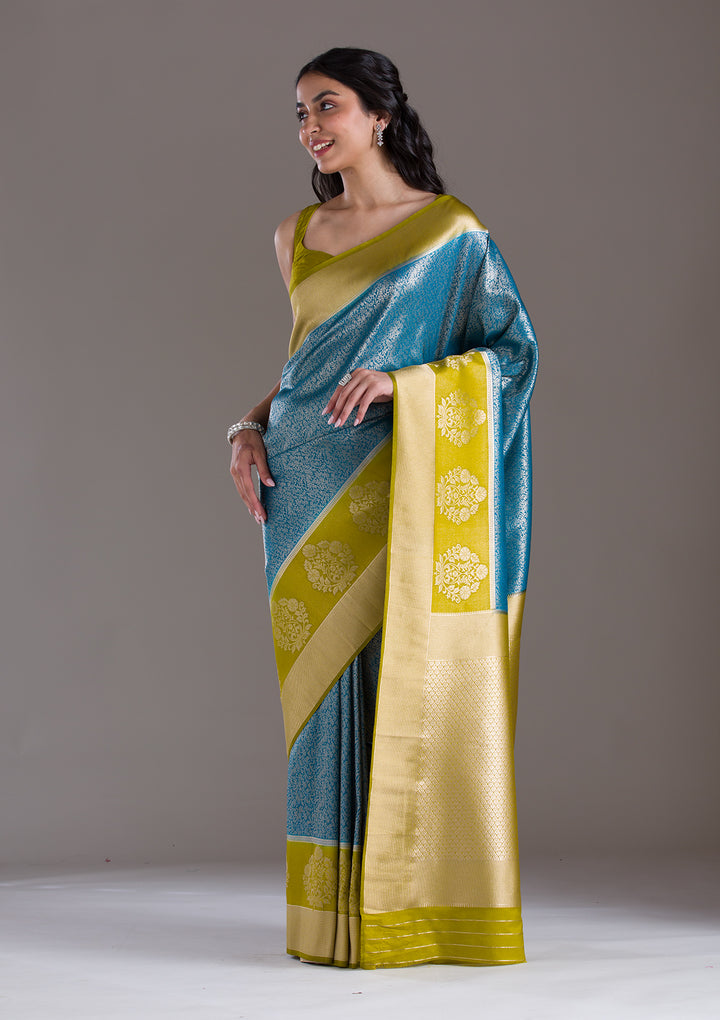 Blue Zariwork Art Silk Saree