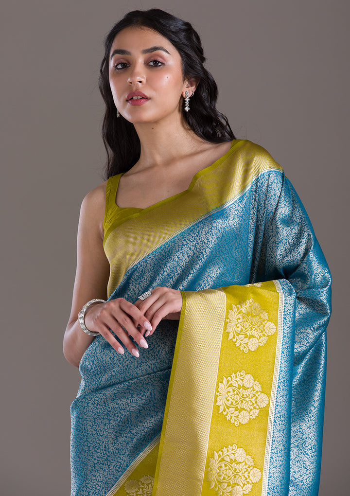 Blue Zariwork Art Silk Saree
