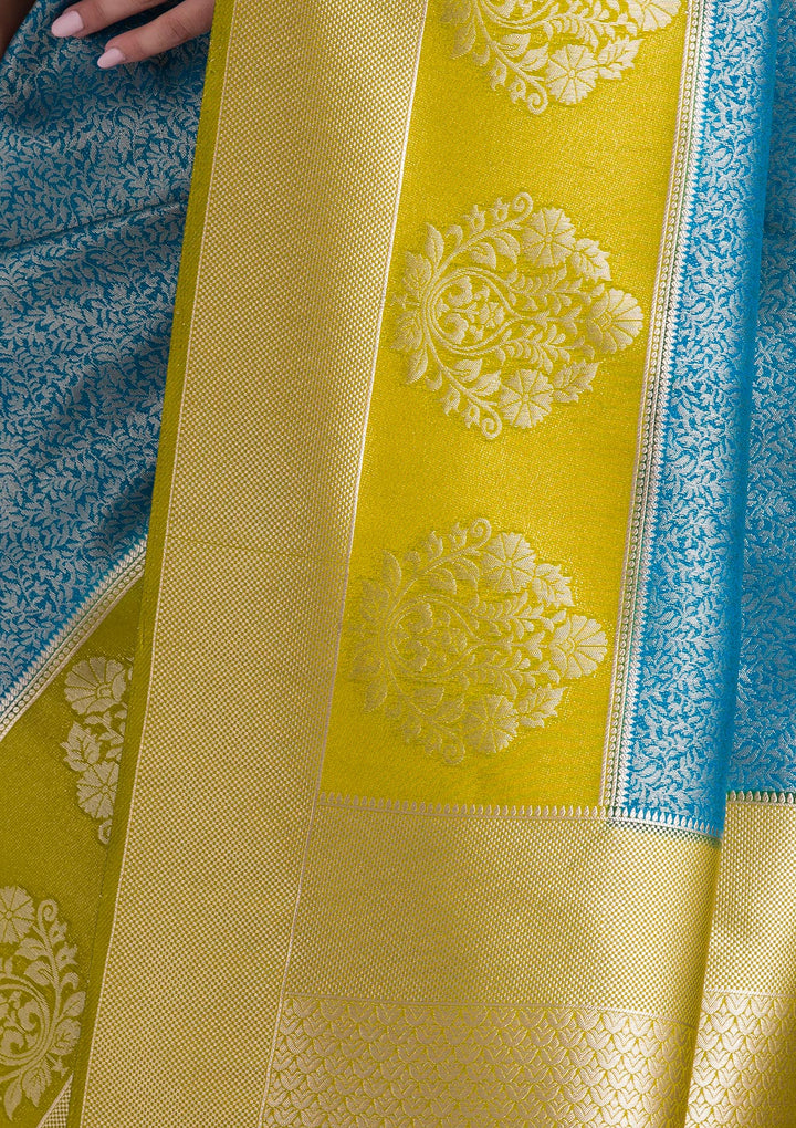 Blue Zariwork Art Silk Saree