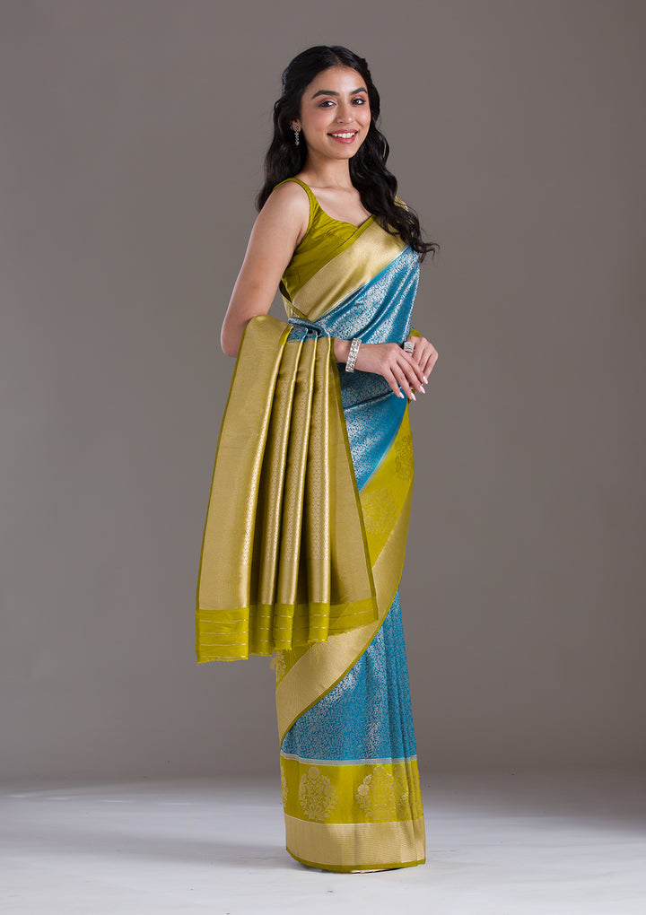 Blue Zariwork Art Silk Saree