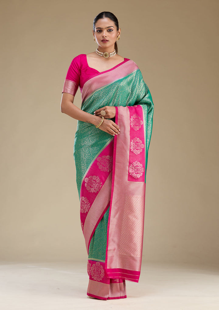Rama Green Zariwork Art Silk Saree