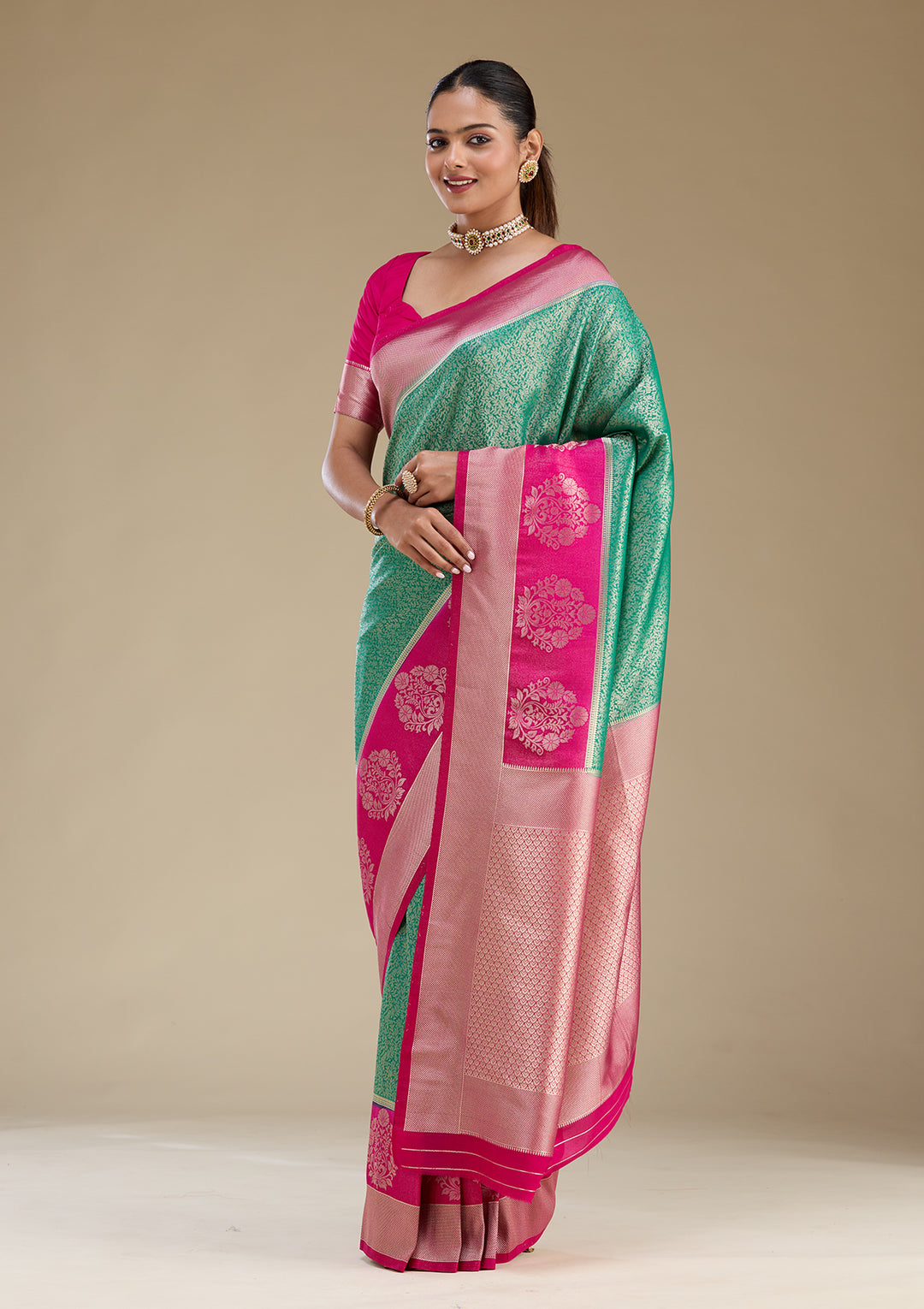 Rama Green Zariwork Art Silk Saree