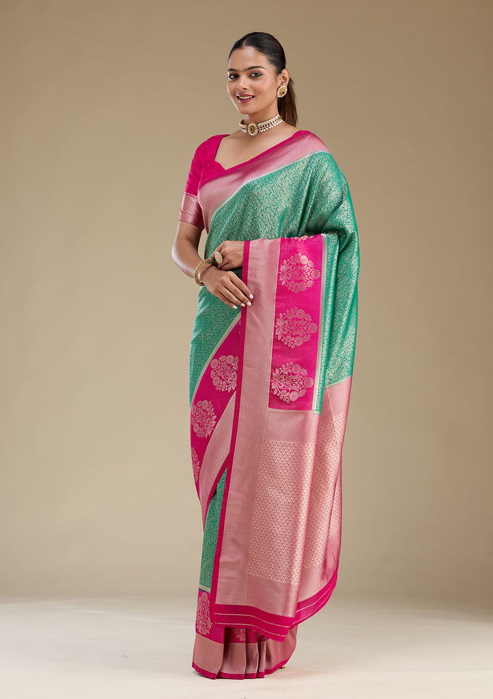 Rama Green Zariwork Art Silk Saree