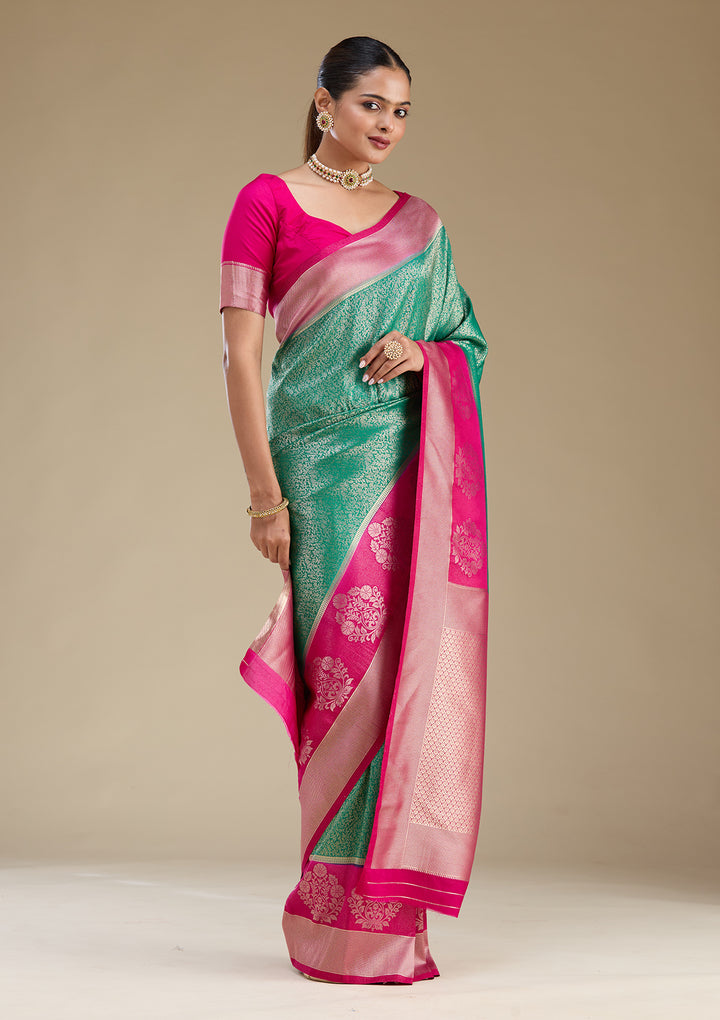 Rama Green Zariwork Art Silk Saree